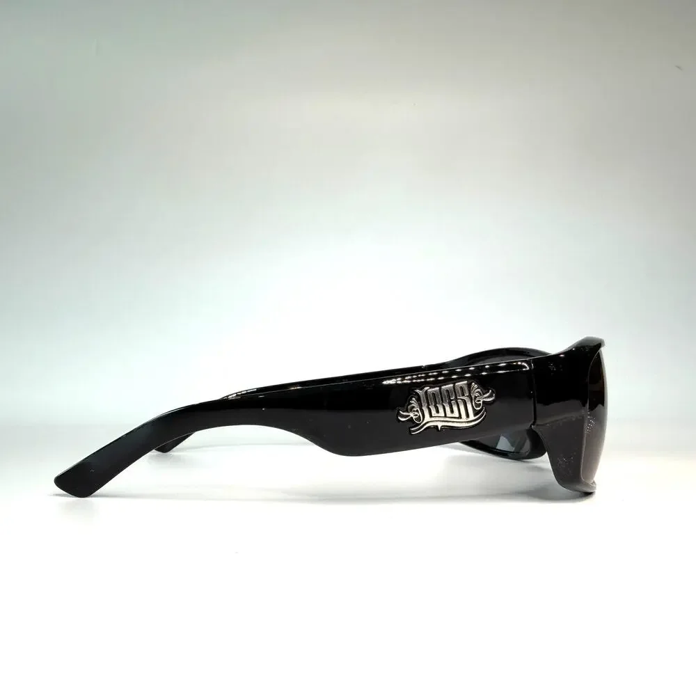 Locs Authentic OG Men's Smoke Lens UV400 Gloss Black Wrap Motorcycle Sunglasses